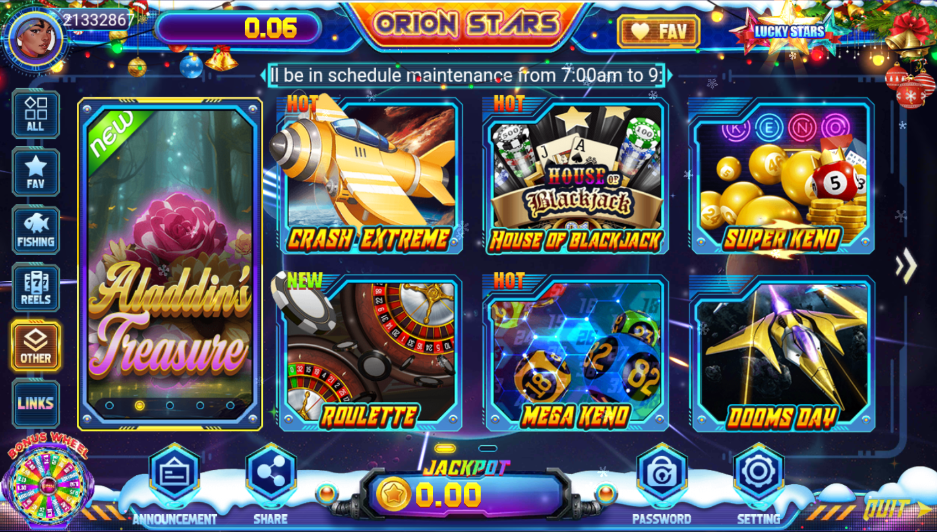 Variety games including Keno and Crash